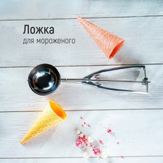 Ложка для мороженого доляна, 22 см, 50 мл, цвет хромированный
