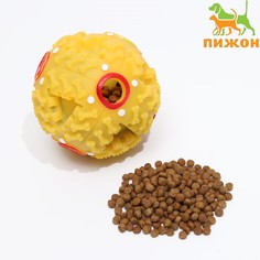 Квакающий мяч для собак большой, жесткий, 9,5 см, желтый Пижон