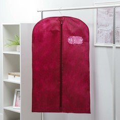 Чехол для одежды с окном 60×100 см, спанбонд, цвет бордо NO Brand
