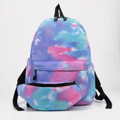 Рюкзак, отдел на молнии, наружный карман, 2 боковых кармана, поясная сумка, цвет фиолетовый NO Brand