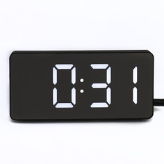 Часы электронные настольные, настенные, белая индикация, от usb, 7.5 х 15.5 см, черные NO Brand