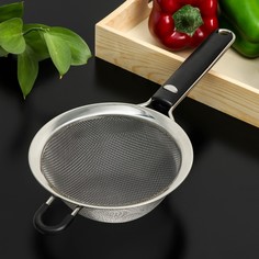 Сито с ручкой bonjo, нержавеющая сталь, d=14 см, цвет черный NO Brand