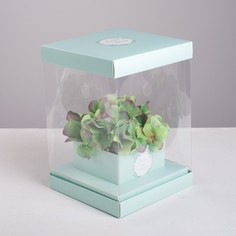 Коробка подарочная для цветов с вазой и pvc окнами складная, упаковка, Дарите Счастье