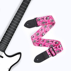 Ремень для гитары, розовый, кошечки, длина 60-117 см, ширина 5 см Music Life
