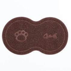Коврик 2-в-1 под миску/туалет для животных два круга, 47 х 26 см, коричневый Пижон