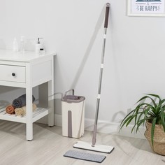 Швабра с отжимом и ведро доляна: ведро с отсеками 21×18×37, швабра 32×12×128 см, дополнительная насадка из микрофибры