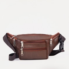 Поясная сумка на молнии, цвет коричневый NO Brand