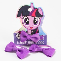 Набор аксессуаров для волос, 3 шт, резинка и заколка фиолетовая, my little pony Hasbro