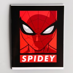 Тетрадь 48 листов в клетку, картонная обложка, человек-паук Marvel