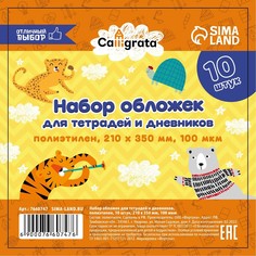 Набор обложек пэ 10 штук, 210 х 350 мм, 100 мкм, для тетрадей и дневников (в мягкой обложке) Calligrata