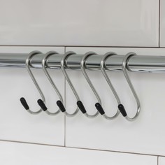 Набор крючков для рейлинга доляна, d=1,5 см, 6 см, 6 шт, цвет хром