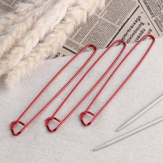 Набор вспомогательных булавок для вязания, 17 см, 3 шт, цвет красный Арт Узор