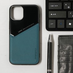Чехол luazon для iphone 12 mini, поддержка magsafe, вставка из стекла и кожи, зеленый