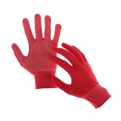 Перчатки, х/б, с нейлоновой нитью, с пвх точками, размер 8, красные, Greengo