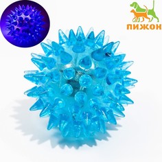 Мяч светящийся для животных малый, tpr, 4,5 см, голубой Пижон