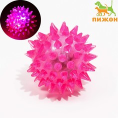 Мяч светящийся для животных малый, tpr, 4,5 см, розовый Пижон
