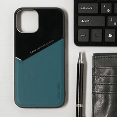 Чехол luazon для iphone 12/12 pro, поддержка magsafe, вставка из стекла и кожи, зеленый