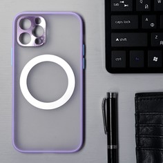 Чехол luazon для iphone 12 pro, поддержка magsafe, с окантовкой, пластиковый, фиолетовый