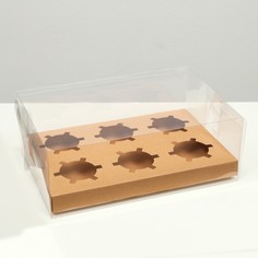 Коробка на 6 капкейков, крафт, 26,8 × 18,2 × 10 см NO Brand