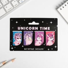 Магнитные закладки unicorn time на открытке, 4 шт Art Fox