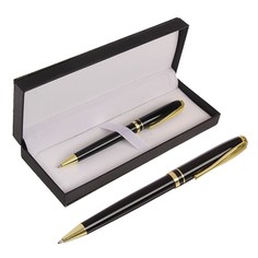 Ручка подарочная шариковая в кожзам футляре поворотная черная с золотом Calligrata