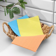 Салфетки из целлюлозы губчатые доляна, тряпки для уборки, 15×17 см, 3 шт