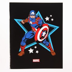 Тетрадь 48 листов в клетку, картонная обложка Marvel