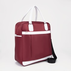 Сумка дорожная на молнии, наружный карман, держатель для чемодана, цвет бордовый/белый NO Brand