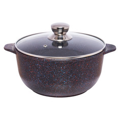 Кастрюля литая 4,0л стеклянная крышка сапфир Традиция