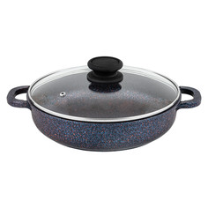 Жаровня литая 24см стеклянная крышка сапфир Традиция