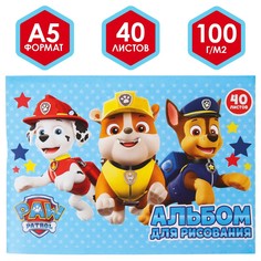 Альбом для рисования а5, 40 листов 100 г/м², на скрепке, щенячий патруль PAW Patrol