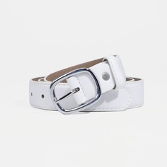 Ремень женский, ширина 3 см, винт, пряжка метал, цвет белый NO Brand