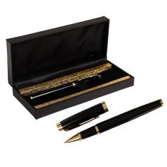Ручка подарочная шариковая в кожзам футляре пб im, корпус черный с золотом Calligrata