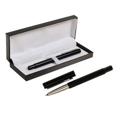 Ручка подарочная шариковая calligrata, в кожзам футляре пб n, корпус черный с серебром