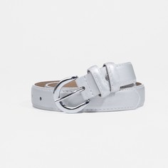 Ремень женский, ширина 2,5 см, винт, пряжка метал, цвет серебряный NO Brand