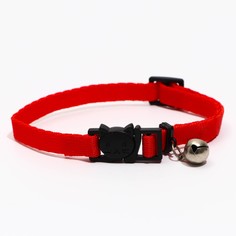 Ошейник кошачий с бубенчиком, 30 х 1 см, полиэстер, красный Пижон