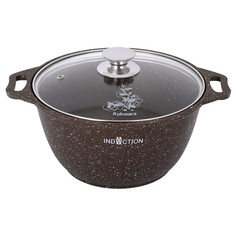 Кастрюля а/пр литая 3,0л стекл/кр кофейный мрамор Kukmara