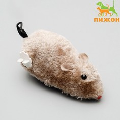 Мышь заводная меховая, 12 см, серая Пижон