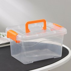 Контейнер пластиковый для хранения, 20×15×11 см, крышка с ручкой на защелке, матовый NO Brand