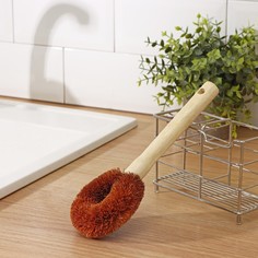 Щетка для чистки посуды доляна, 8×4,5×23 см, щетина кокос, деревянная ручка