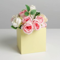 Коробка для цветов с pvc крышкой, желтая 12 х 12 х 12 см Дарите Счастье