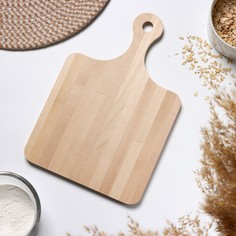 Доска разделочная доляна, с ручкой, массив березы, 30×20×1,2 см