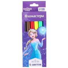 Фломастеры, 6 цветов, в картонной коробке, холодное сердце Disney