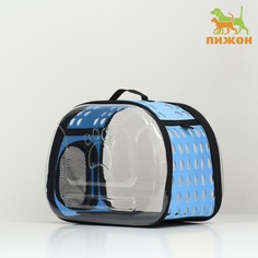 Сумка - переноска для животных, складная, прозрачная, 42 х 32 х 28 см, голубая Пижон