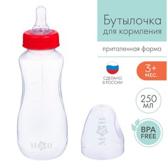 Бутылочка для кормления, классическое горло, приталенная, 250 мл., от 3 мес., цвет красный Mum&Baby