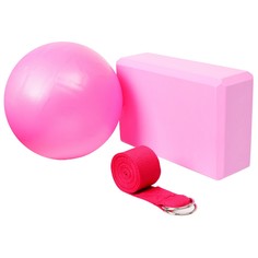 Набор для йоги sangh: блок, ремень, мяч, цвет розовый