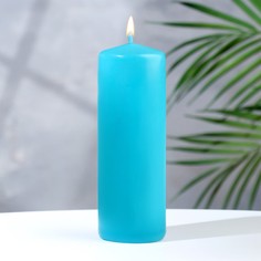 Свеча - цилиндр, 5х15 см, голубая лакированная, 14 ч Богатство Аромата