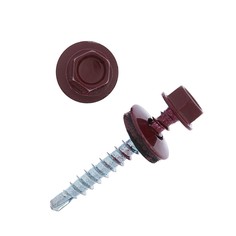 Саморезы кровельные 4.8х35 ral 3005, красный, 250 шт. NO Brand