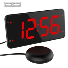 Часы электронные настольные, с будильником, вибрацией, от usb, 8.9 x 17.5 x 9.9 см NO Brand