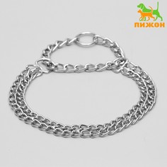 Ошейник - полуудавка металлический двухрядный, 40 см, толщина проволоки 2 мм Пижон